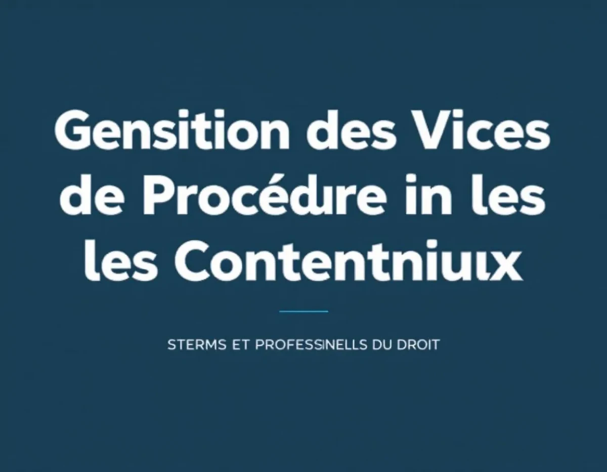 Gestion des Vices de Procédure dans les Contentieux : Enjeux et Stratégies pour les Professionnels du Droit